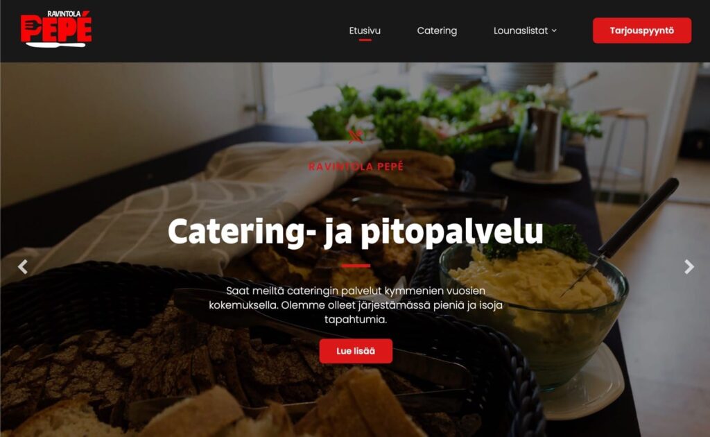 Ravintolapepe.fi verkkosivut